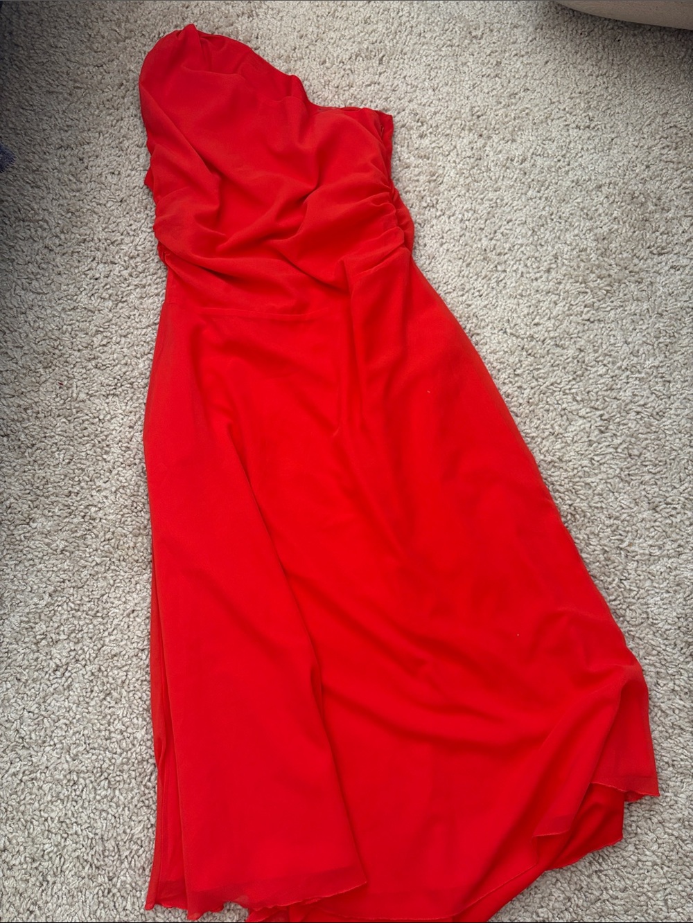 PrettyLittleThing Red One-Shoulder Evening Dress